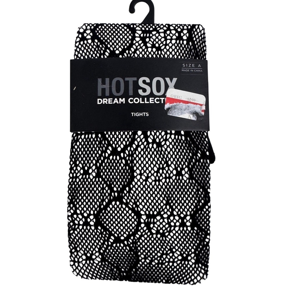 Hot Sox Dream Collection Black Patterned Fishnet Tights Size A Goth Punk Y2K NWT